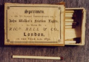 Caja de cerillas de fricción mejoradas de John Walker 1832